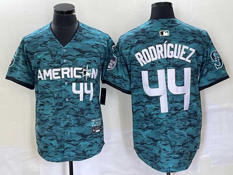 Men%27s Seattle Mariners #44 Julio Rodriguez Teal 2023 All Star Cool Base With Patch Stitched Baseball Jersey->seattle mariners->MLB Jersey